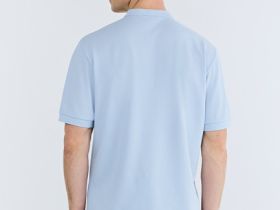 Поло с воротником-стойкой, Голубой