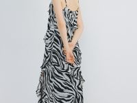 Платье из принтованного шифона с рюшами, Серый