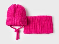Комплект трикотажный для девочек: шапка, снуд