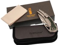 Складной нож TUOTOWN Whale, сталь M390, рукоять титан, Jungle Wear карбон