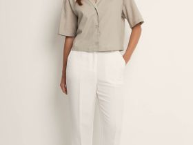 Брюки прямого кроя с добавлением льна