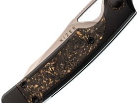Складной нож Kizer Ara, сталь S45VN, рукоять карбон, черный/золотистый