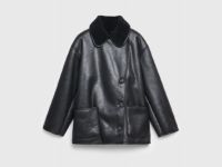 Дублёнка с искусственным мехом, Черный