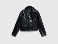 Короткая косуха из искусственной кожи, Черный