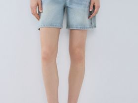 Прямые шорты со средней посадкой, Голубой