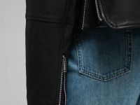 Утепленная кожаная куртка-косуха свободного кроя