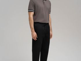 Брюки из хлопкового твила с эластичным поясом