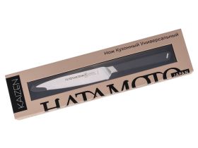 Кухонный нож Универсальный Hatamoto Kaizen HVT-015, 12.5 см, сталь AUS-8, рукоять ABS-пластик, черный