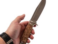 Нож Сайга, сталь булат, художественное литье, рукоять карельская береза