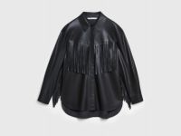 Рубашка из искусственной кожи с бахромой, Коричневый