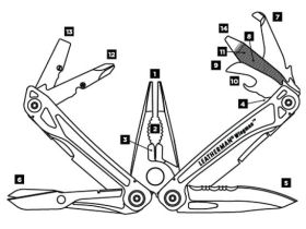 Мультитул Leatherman Wingman серебристый 14 функций
