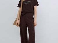 Широкие брюки из трикотажа, Коричневый