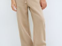Широкие трикотажные брюки для девочек, Бежевый