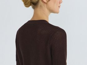 Ажурный джемпер с коротким рукавом, Коричневый
