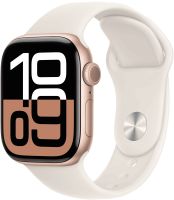 Умные часы Apple Watch Series 10 42 мм алюминиевый корпус «Розовое золото», с бежевым спортивным ремешком M/L