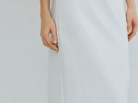 Прямая юбка миди из искусственной кожи, Белый