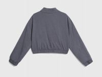 Укороченный жакет на молнии для девочек, Серый