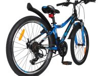 Подростковый велосипед Stels Navigator 410 V 21 sp 24, год 2026, цвет Черный-Синий, ростовка 12