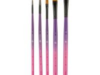 Набор кистей синтетика Decola №4, 5 шт (№ 1, 5 круглая, короткая ручка; № 10 плоская, короткая ручка