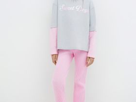 Лонгслив с принтом для девочек, Серый