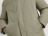 Пуховое полупальто с капюшоном и воротником-стойкой