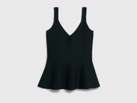 Топ на бретелях с баской, Черный