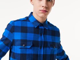 Мужская клетчатая рубашка Lacoste приталенного кроя