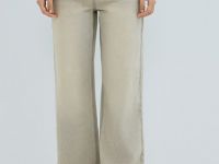 Прямые джинсы с высокой посадкой, Бежевый