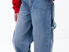 Джинсы объёмного кроя для девочек, Голубой