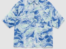 Блузка свободного силуэта с коротким рукавом