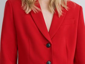 Однобортный приталенный жакет, Красный