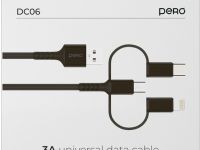 Кабель Pero DC-06 Universal USB / USB-C / Apple Lightning / microUSB 1 м Чёрный