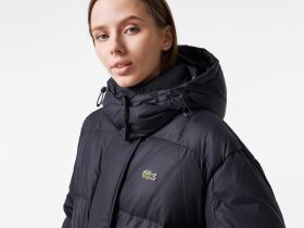 Женский длинный пуховик Lacoste оверсайз с регулируемой талией