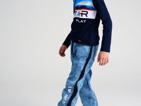 Брюки текстильные джинсовые утепленные флисом для мальчиков