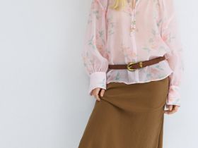 Блузка из тенселя с завязками, Розовый