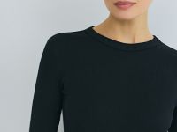 Лонгслив в рубчик, Черный