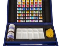 Набор акварели "Белые Ночи" 48 шт х 2,5 мл, 4 кисти, палитра, вспомогательные материалы, синее дерев