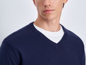 Джемпер из шерсти и хлопка с v-образной горловиной