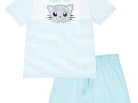 Комплект трикотажный для девочек: фуфайка (футболка), шорты