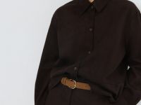 Рубашка из искусственной замши, Коричневый