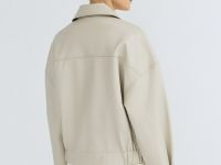 Короткая куртка-тренч из искусственной кожи, Бежевый