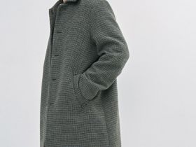 Однобортное пальто в клетку, Коричневый