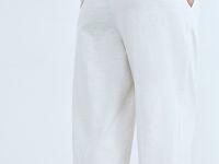 Зауженные брюки с поясом, Белый
