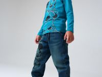 Брюки текстильные джинсовые утепленные флисом для мальчиков