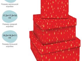 Набор квадратных коробок 3в1, MESHU "Christmas trees", (19,5*19,5*11-15,5*15,5*9см)