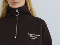 Толстовка с принтом и воротником на молнии, Коричневый