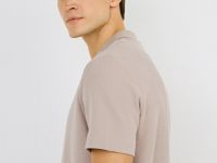 Поло из текстурированной ткани, Бежевый