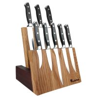 Подставка для ножей магнитная двухрядная Woodinhome KS018SMN, дуб/темное дерево