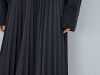 Плиссированная юбка миди A-силуэта, Серый