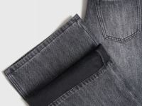 Утеплённые широкие джинсы с эффектом стирки для девочек, Серый